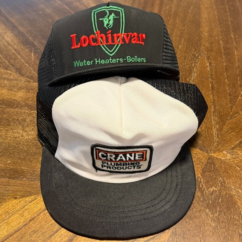 Vintage Trucker Snap Back Plumbing Plumbers Hats Cap Bundle